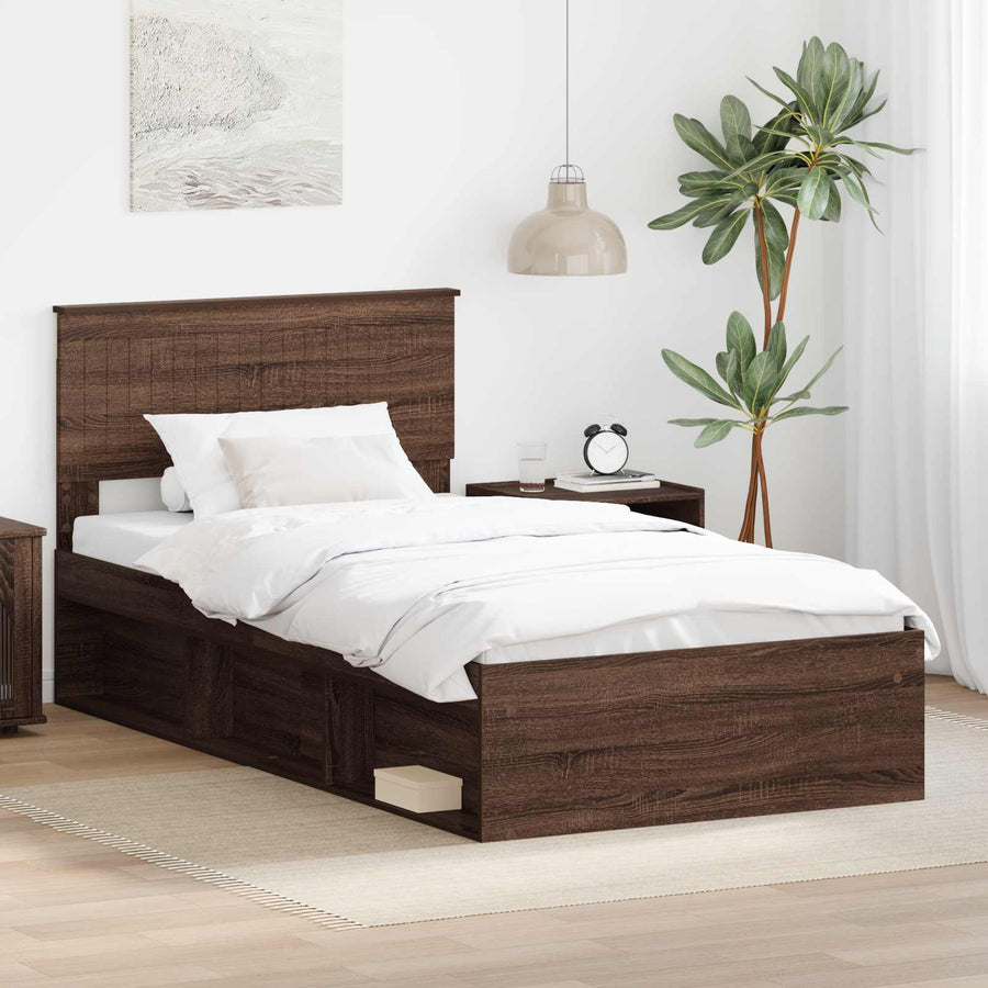 Bedframe Bruin Eiken 100 x 200 cm Massief grenenhout