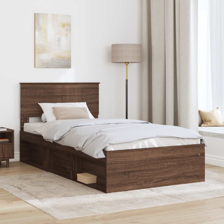 Bedframe Bruin Eiken 100 x 200 cm Massief grenenhout