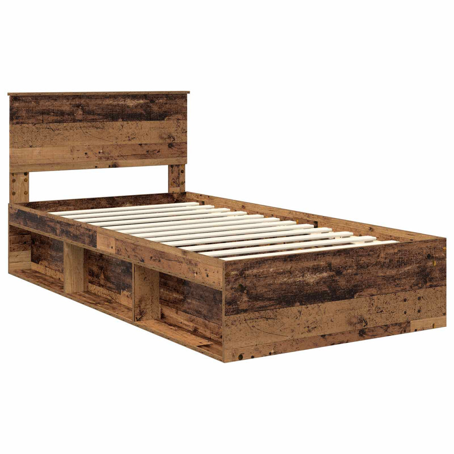 Bedframe met hoofdeinde Oudhout 100 x 200 cm Massief grenenhout