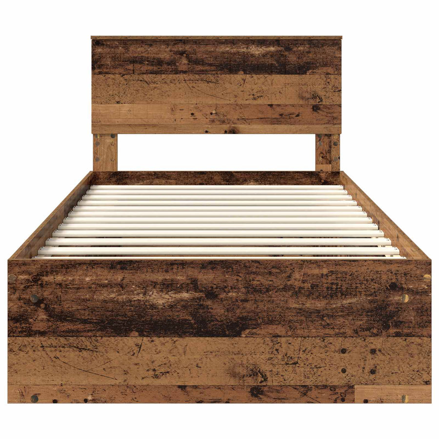 Bedframe met hoofdeinde Oudhout 100 x 200 cm Massief grenenhout