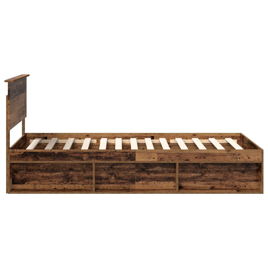 Bedframe met hoofdeinde Oudhout 100 x 200 cm Massief grenenhout