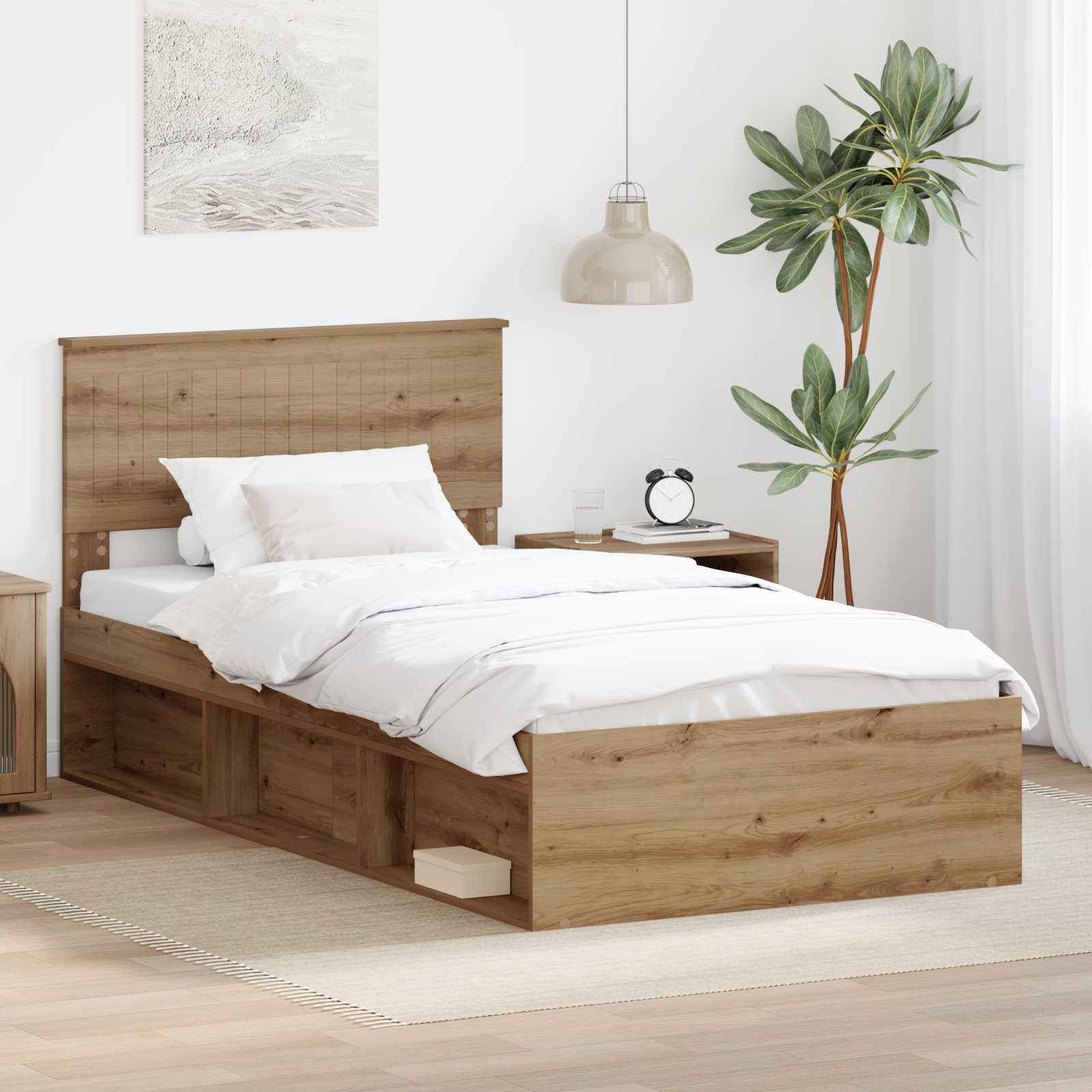 Bedframe Ambachtelijk eiken 100 x 200 cm Massief grenenhout