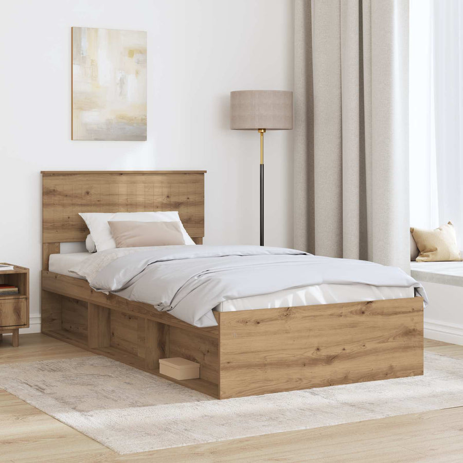 Bedframe Ambachtelijk eiken 100 x 200 cm Massief grenenhout