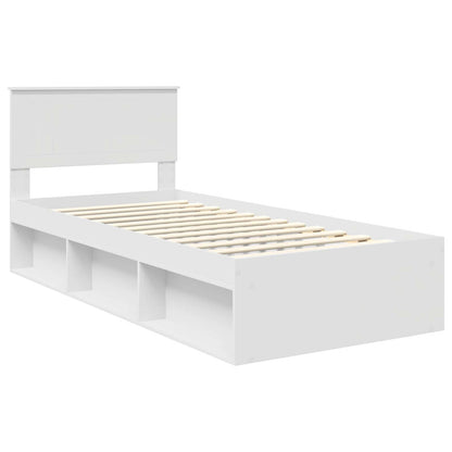 Bedframe met hoofdeinde Wit 90 x 200 cm Massief grenenhout