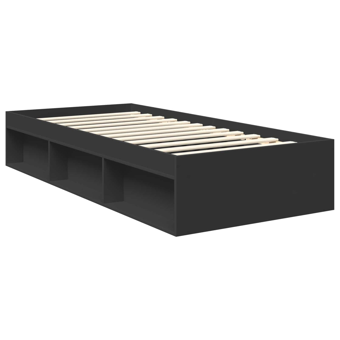 Bedframe met hoofdeinde Zwart 90 x 200 cm Massief grenenhout