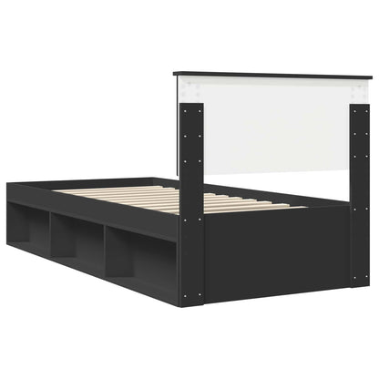 Bedframe met hoofdeinde Zwart 90 x 200 cm Massief grenenhout