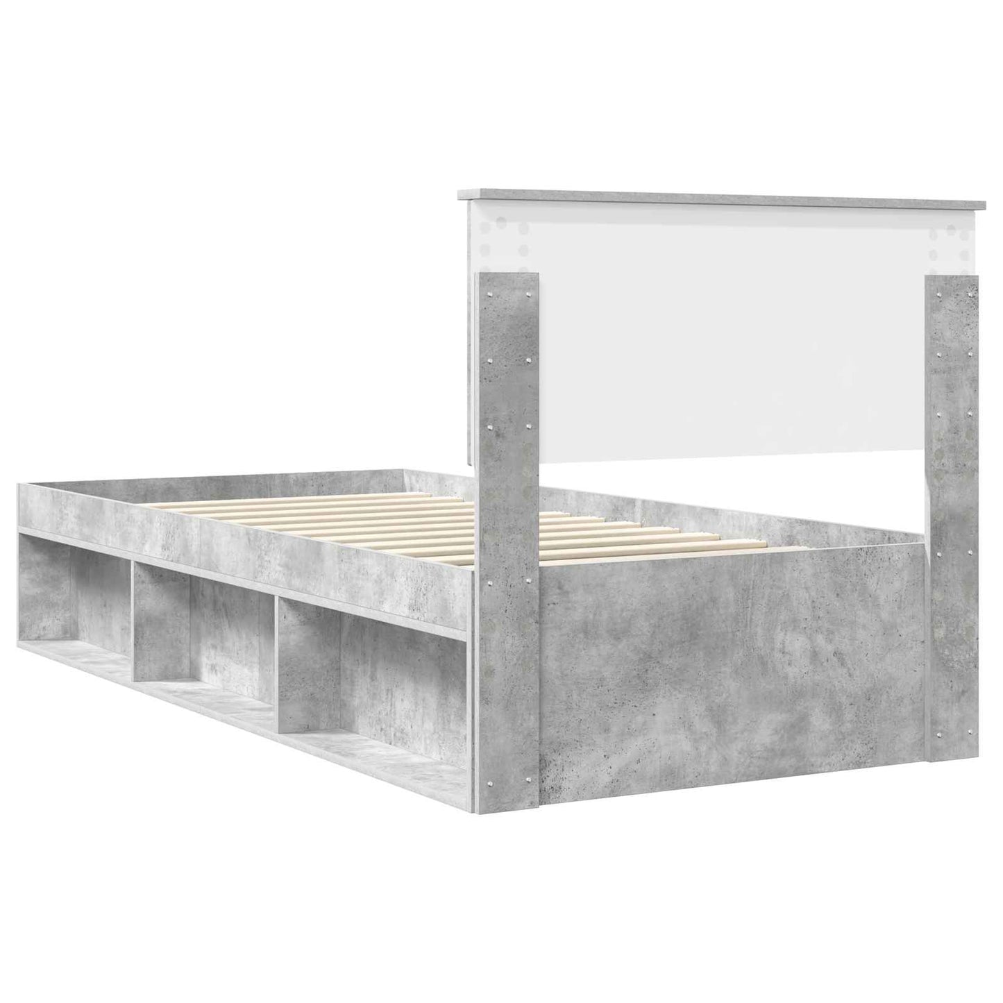 Bedframe met hoofdeinde Beton 90 x 200 cm Massief grenenhout