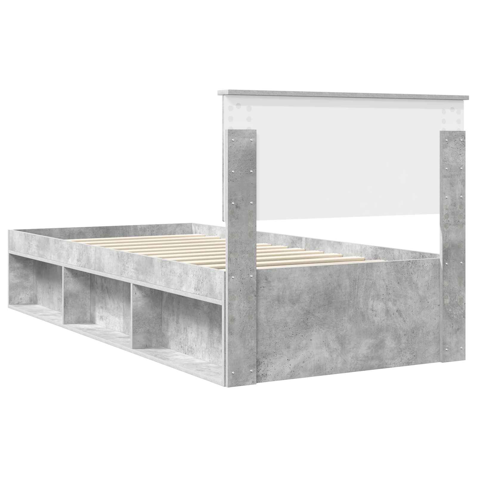 Bedframe met hoofdeinde Beton 90 x 200 cm Massief grenenhout