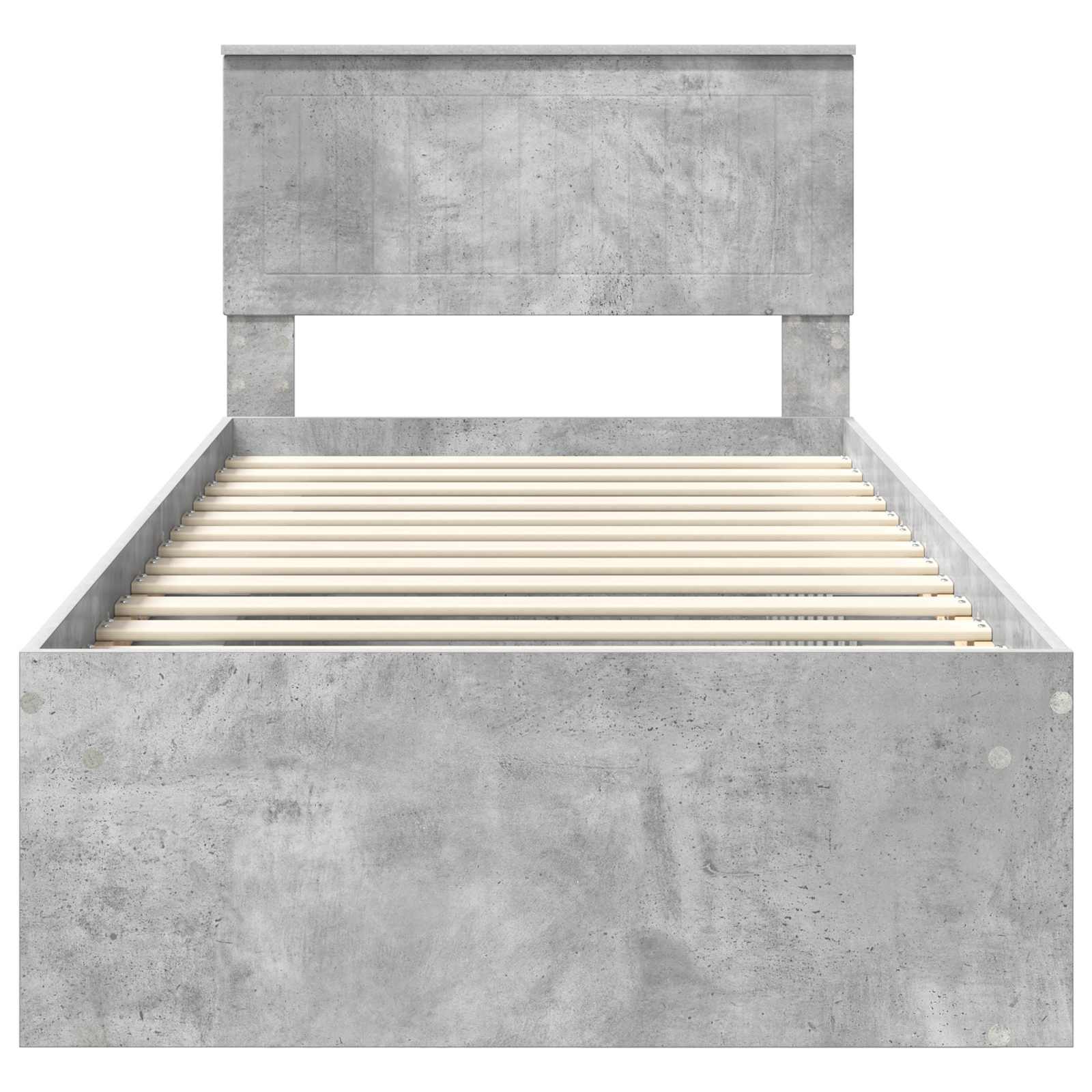 Bedframe met hoofdeinde Beton 90 x 200 cm Massief grenenhout