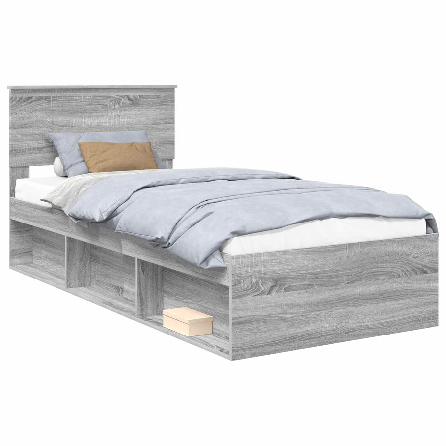 Bedframe Grijs Sonoma 90 x 200 cm Massief grenenhout