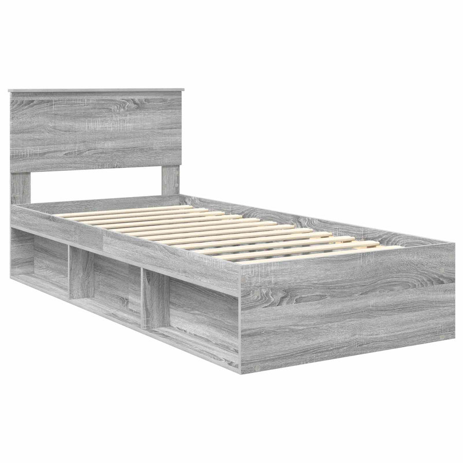 Bedframe Grijs Sonoma 90 x 200 cm Massief grenenhout