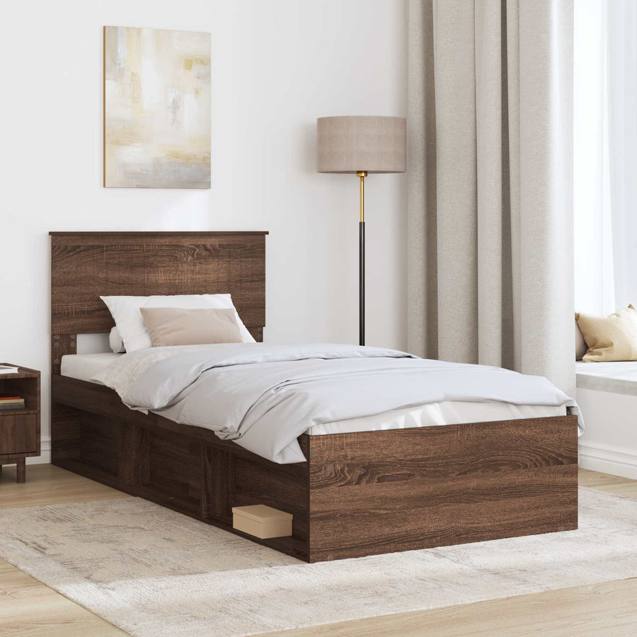 Bedframe Bruin Eiken 90 x 200 cm Massief grenenhout