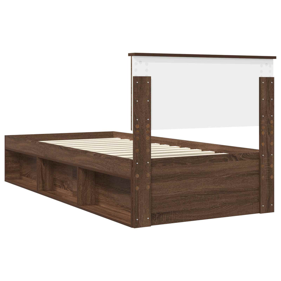 Bedframe Bruin Eiken 90 x 200 cm Massief grenenhout