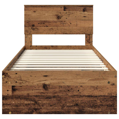 Bedframe met hoofdeinde Oudhout 90 x 200 cm Massief grenenhout