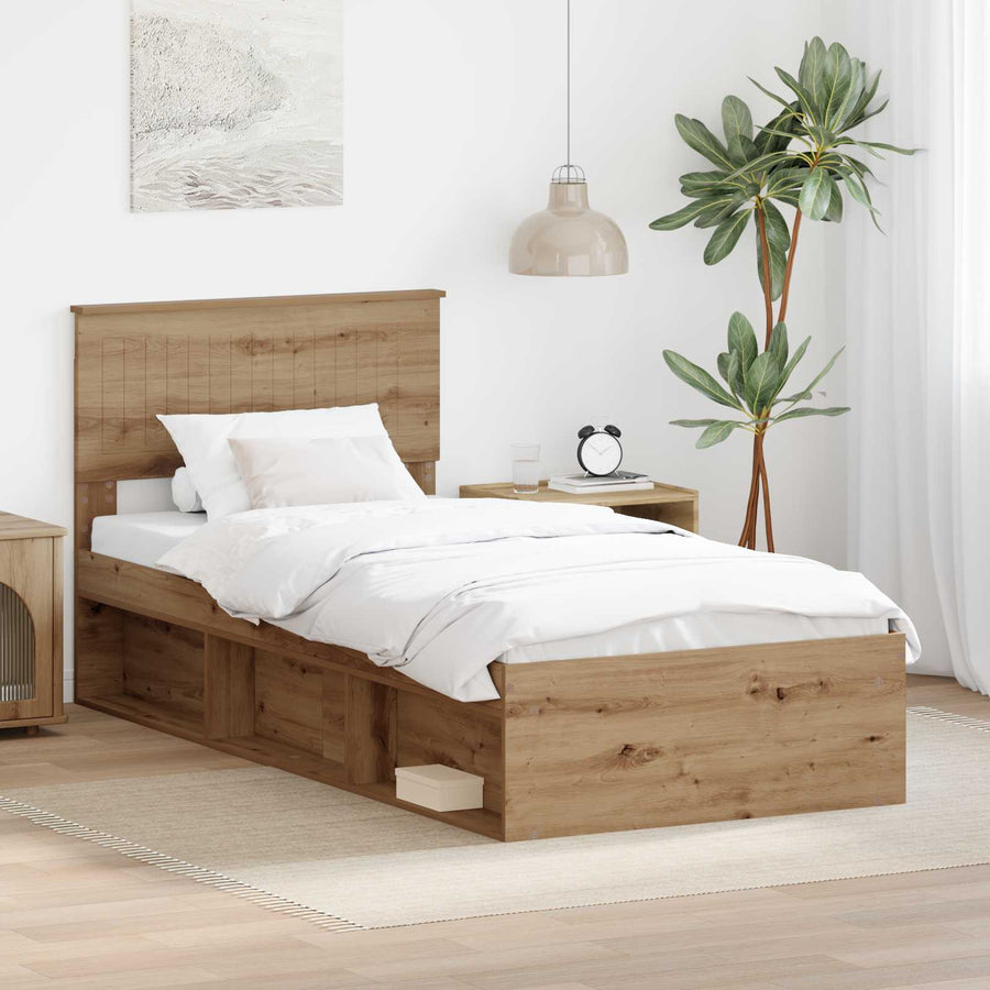 Bedframe Ambachtelijk eiken 90 x 200 cm Massief grenenhout