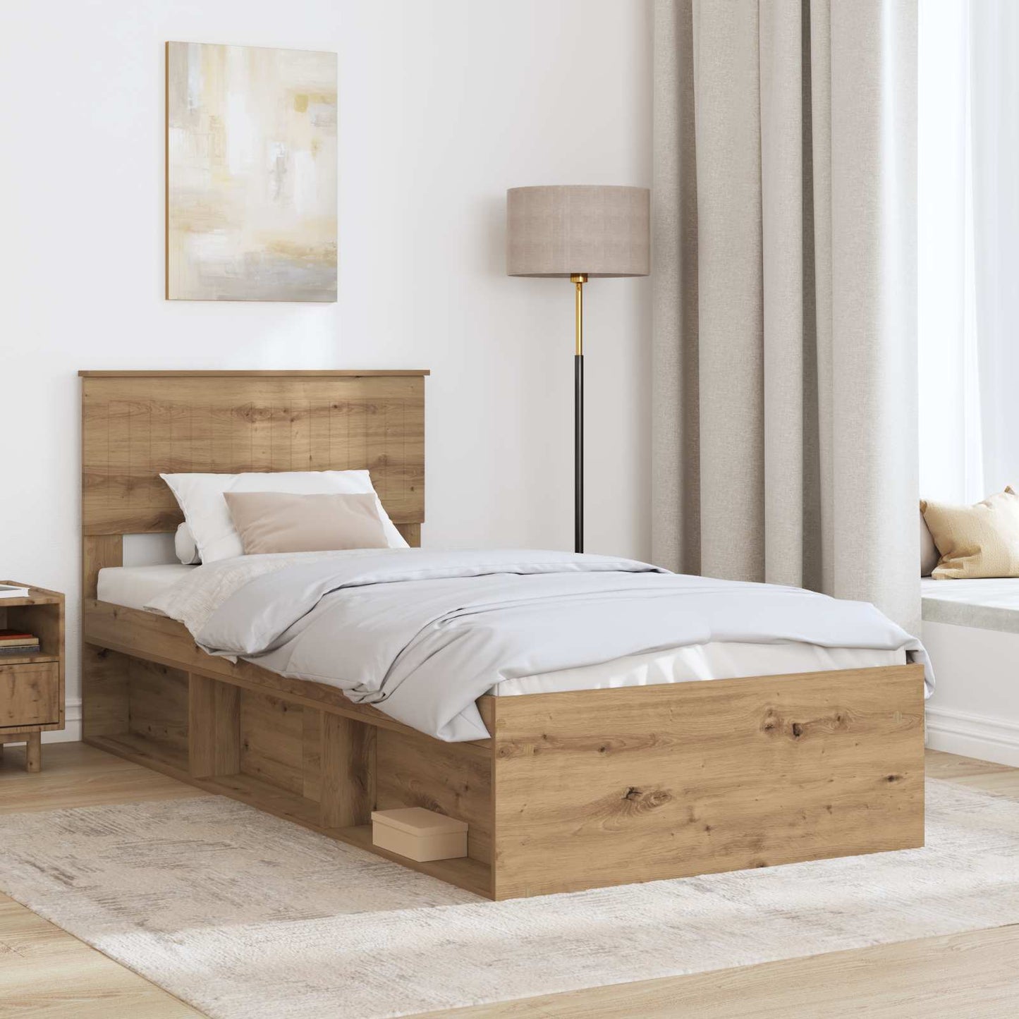 Bedframe Ambachtelijk eiken 90 x 200 cm Massief grenenhout