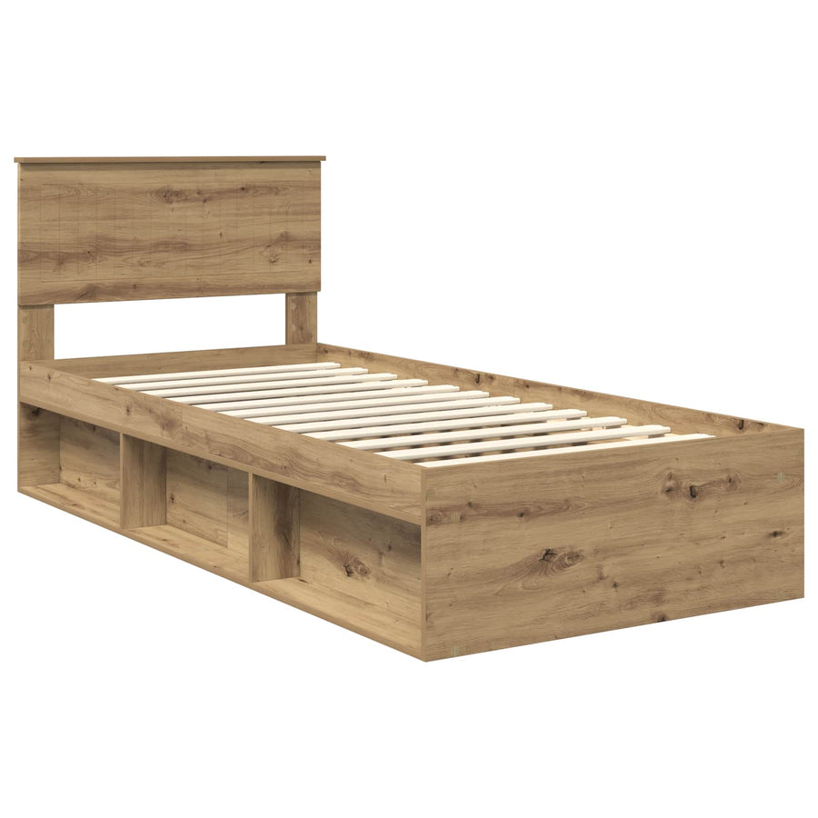 Bedframe Ambachtelijk eiken 90 x 200 cm Massief grenenhout