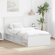 Bedframe 90x190 cm wit massief grenenhout hoofdeinde