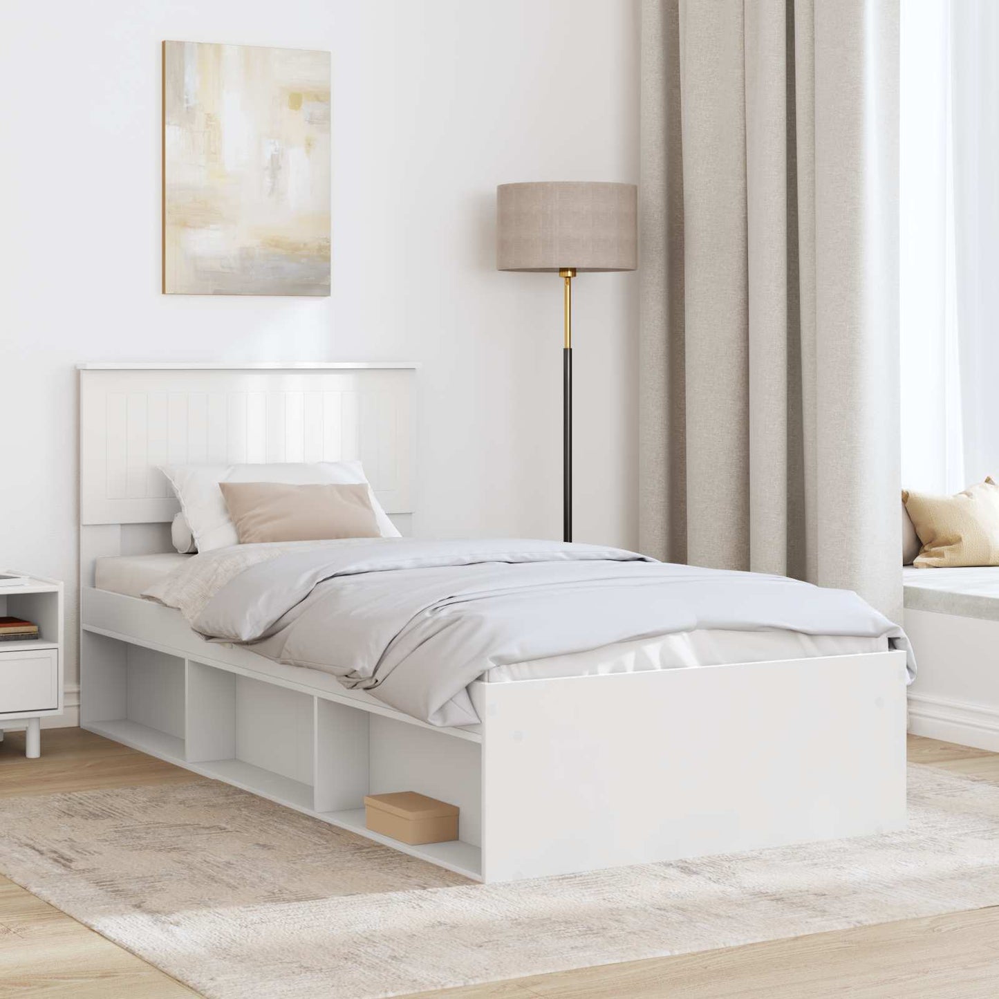 Bedframe met hoofdeinde Wit 90 x 190 cm Massief grenenhout