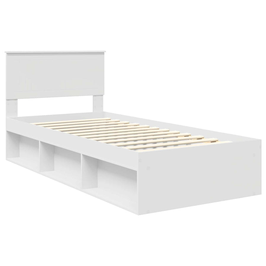 Bedframe met hoofdeinde Wit 90 x 190 cm Massief grenenhout