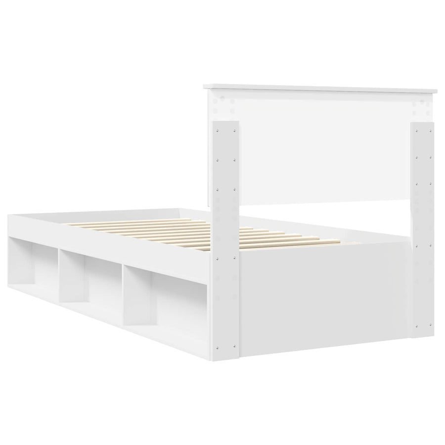 Bedframe met hoofdeinde Wit 90 x 190 cm Massief grenenhout