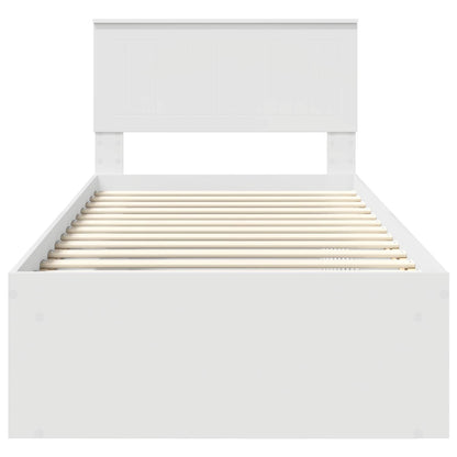 Bedframe met hoofdeinde Wit 90 x 190 cm Massief grenenhout