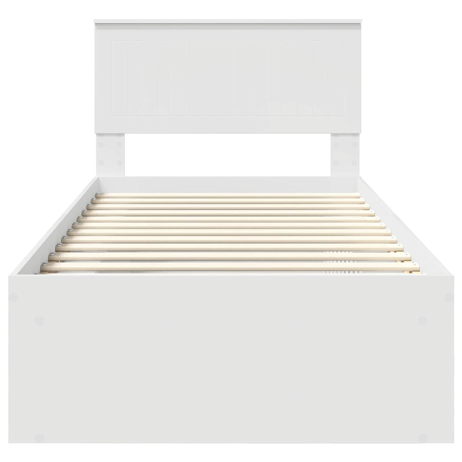 Bedframe met hoofdeinde Wit 90 x 190 cm Massief grenenhout
