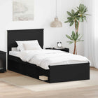 Bed Frame with Headboard Black 90 x 190 cm Solid Pine