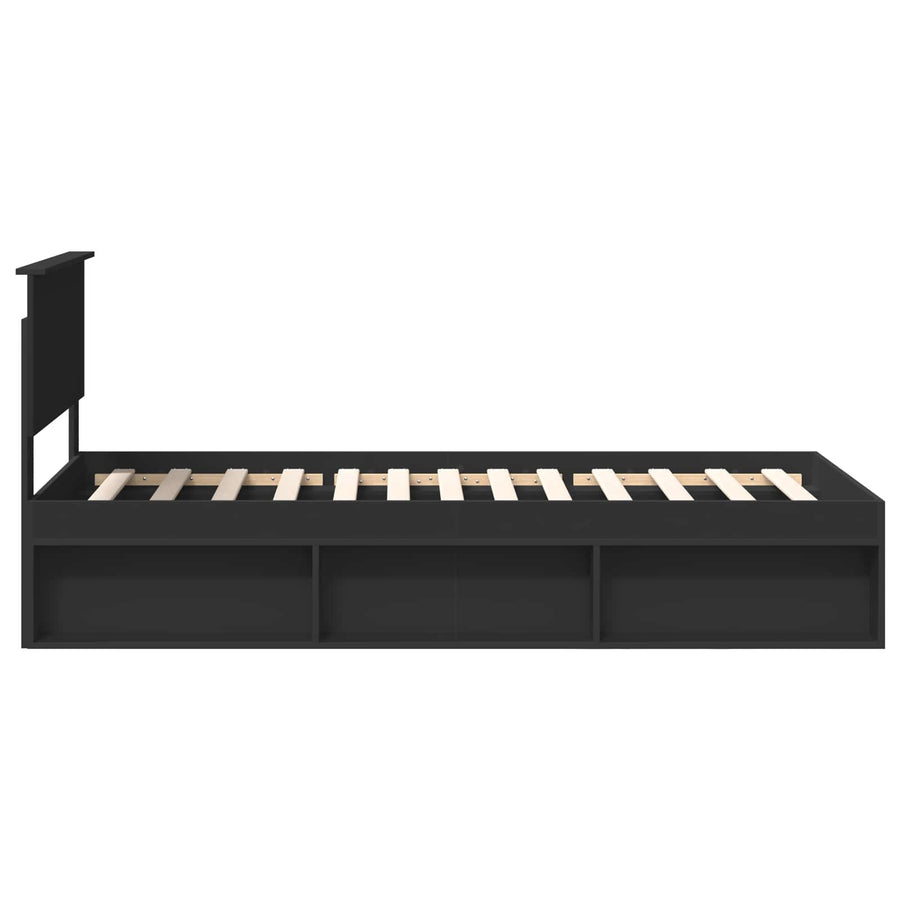 Bedframe met hoofdeinde Zwart 90 x 190 cm Massief grenenhout