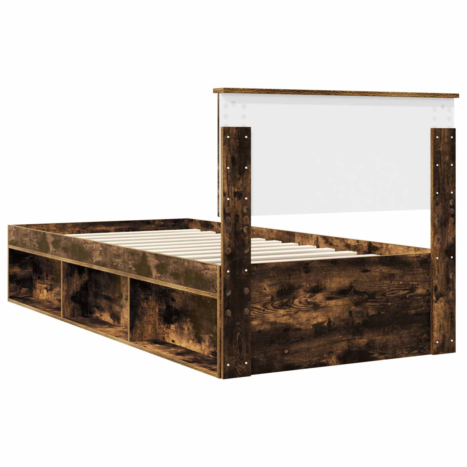Bedframe Gerookt eiken 90 x 190 cm Massief grenenhout