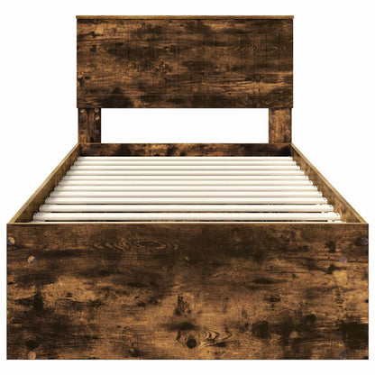 Bedframe Gerookt eiken 90 x 190 cm Massief grenenhout