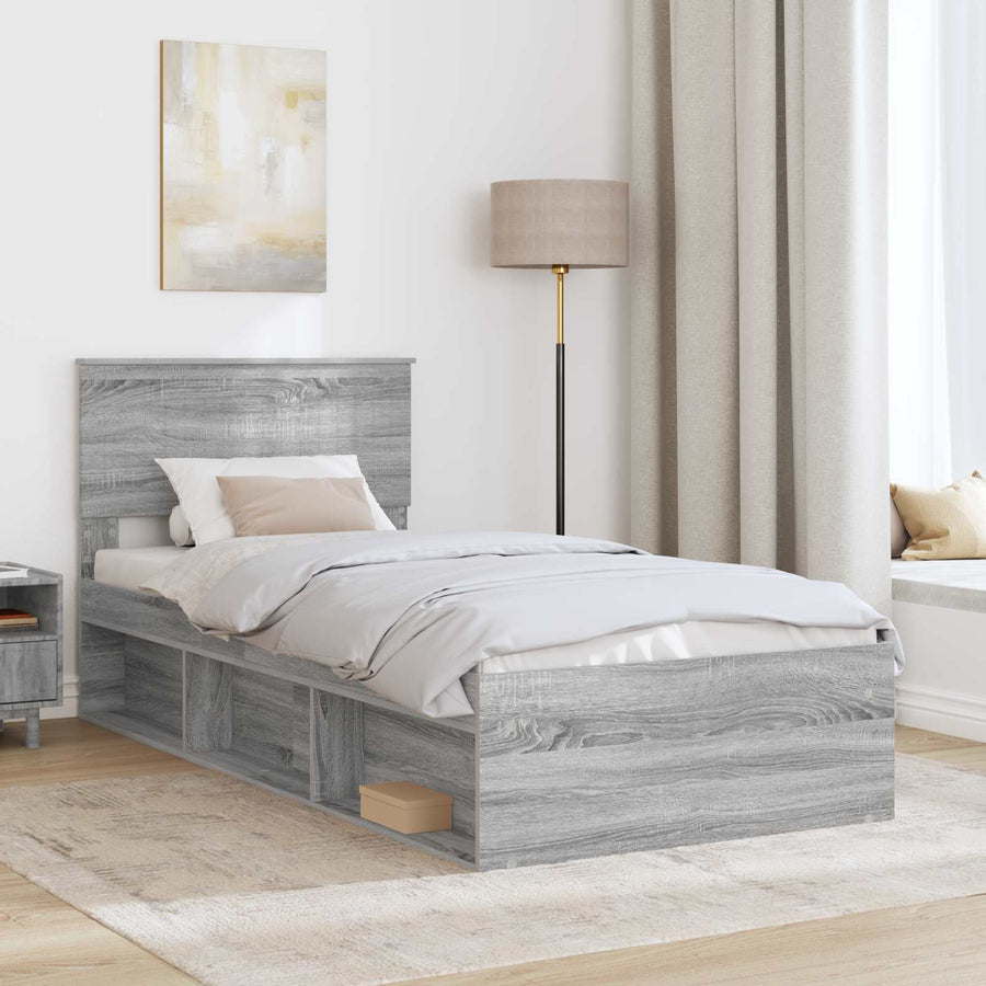 Bedframe Grijs Sonoma 90 x 190 cm Massief grenenhout