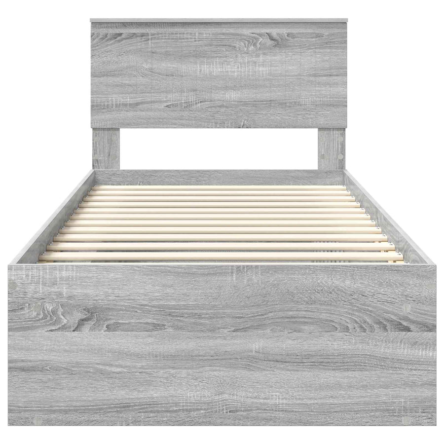 Bedframe Grijs Sonoma 90 x 190 cm Massief grenenhout