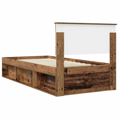 Bedframe met hoofdeinde Oudhout 90 x 190 cm Massief grenenhout