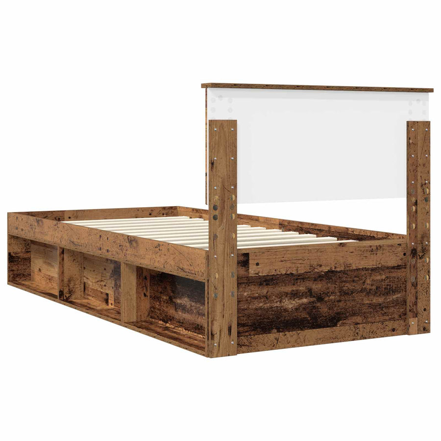 Bedframe met hoofdeinde Oudhout 90 x 190 cm Massief grenenhout