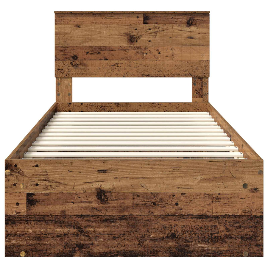 Bedframe met hoofdeinde Oudhout 90 x 190 cm Massief grenenhout