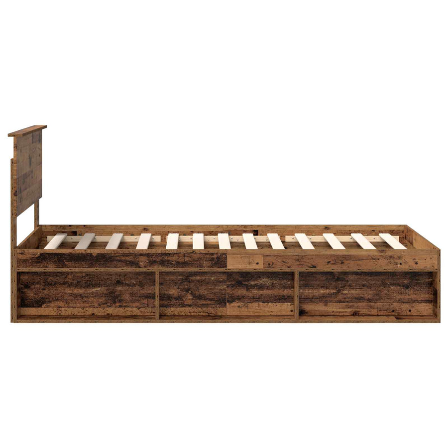 Bedframe met hoofdeinde Oudhout 90 x 190 cm Massief grenenhout