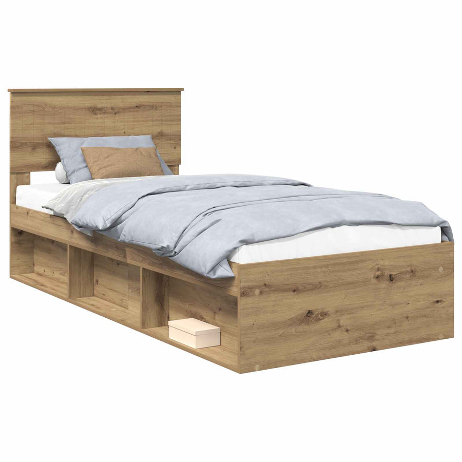 Bedframe Ambachtelijk eiken 90 x 190 cm Massief grenenhout