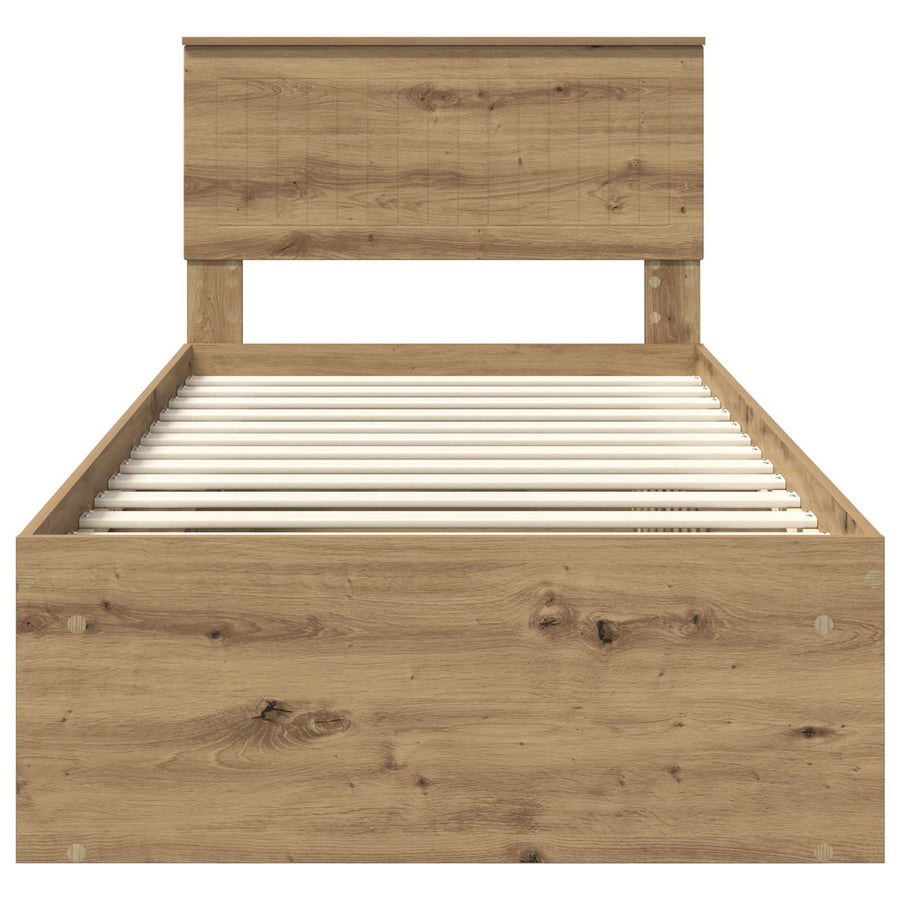 Bedframe Ambachtelijk eiken 90 x 190 cm Massief grenenhout