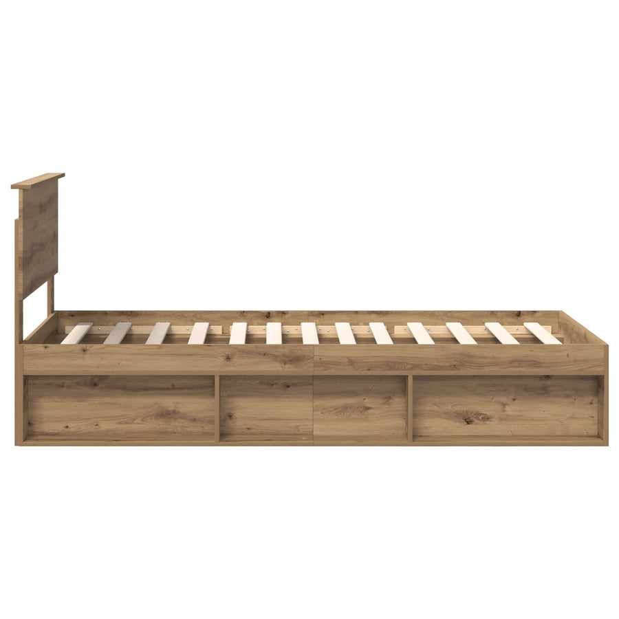 Bedframe Ambachtelijk eiken 90 x 190 cm Massief grenenhout