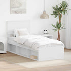 Bed Frame with Headboard White 75 x 190 cm Solid Pine