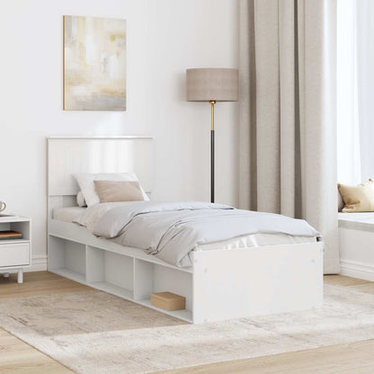 Bedframe met hoofdeinde Wit 75 x 190 cm Massief grenenhout