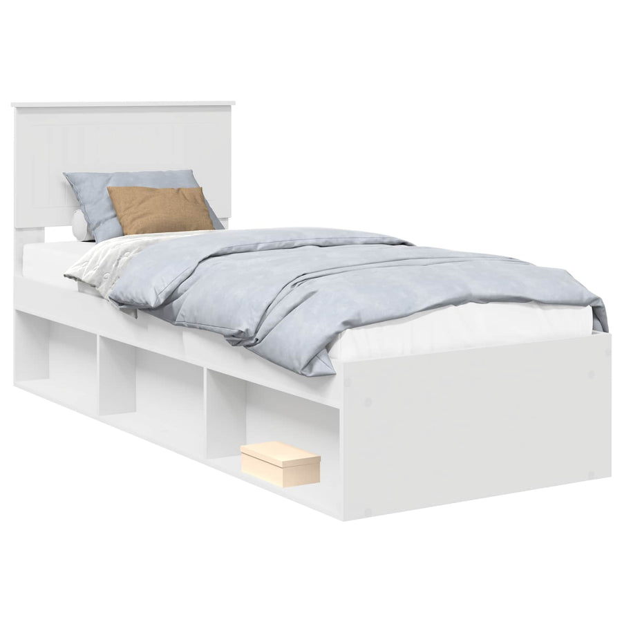 Bedframe met hoofdeinde Wit 75 x 190 cm Massief grenenhout