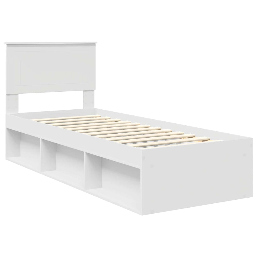 Bedframe met hoofdeinde Wit 75 x 190 cm Massief grenenhout