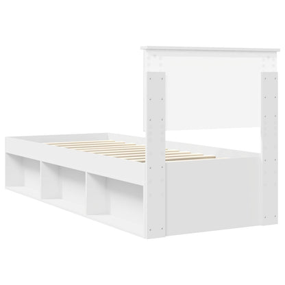 Bedframe met hoofdeinde Wit 75 x 190 cm Massief grenenhout