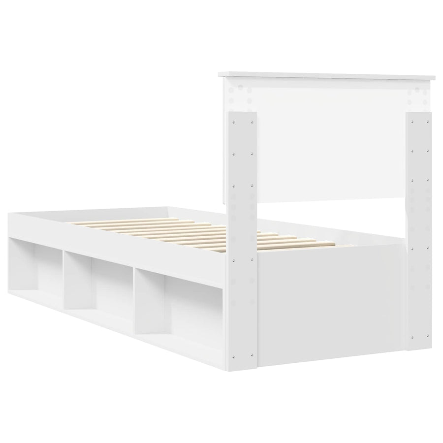 Bedframe met hoofdeinde Wit 75 x 190 cm Massief grenenhout