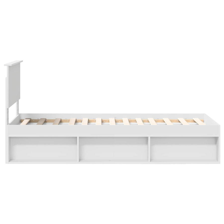 Bedframe met hoofdeinde Wit 75 x 190 cm Massief grenenhout