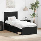 Bed Frame with Headboard Black 75 x 190 cm Solid Pine