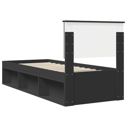 Bedframe met hoofdeinde Zwart 75 x 190 cm Massief grenenhout