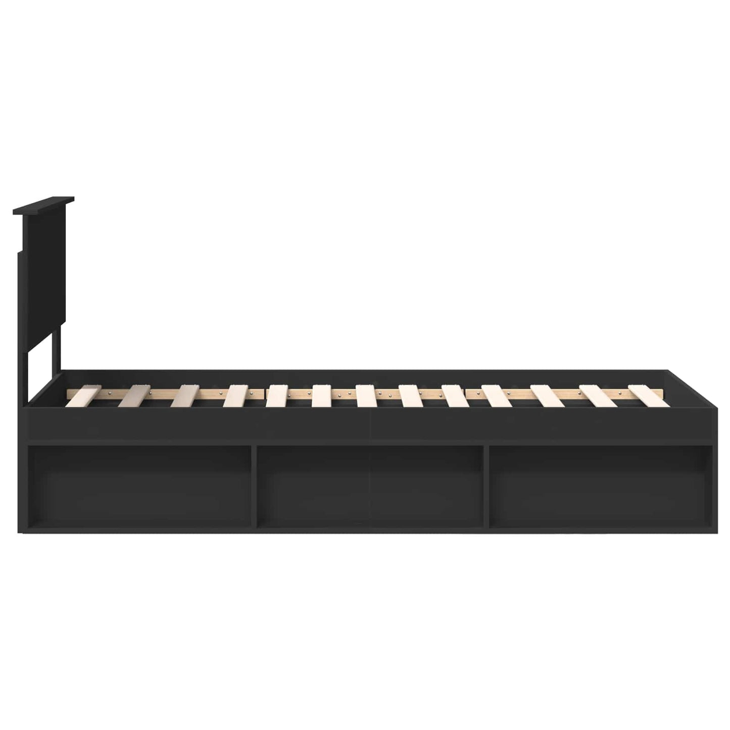 Bedframe met hoofdeinde Zwart 75 x 190 cm Massief grenenhout